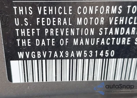 2010 Volkswagen Tiguan Wolfsburg Edition z USA, uszkodzony, nr VIN WVGBV7AX9AW531450